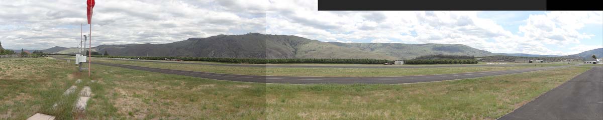 Lake Chelan airport taxi and runway panoramic